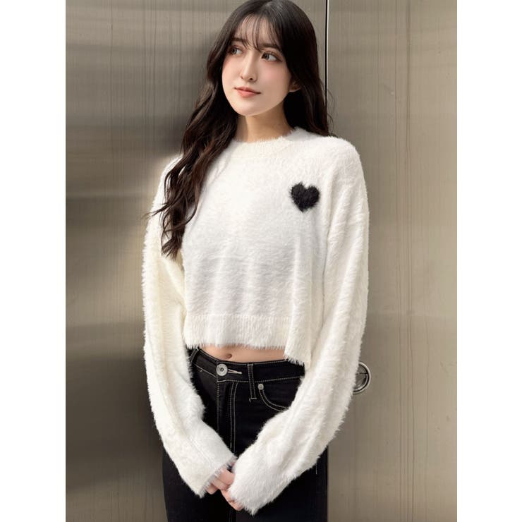 シャギージャカードheart ニットトップス | GYDA | 詳細画像7 