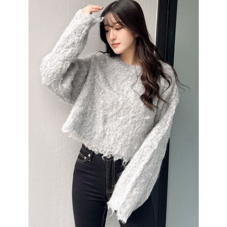 モヘアタッチシャギーショートニットトップス【WEB限定】 | GYDA | 詳細画像9 