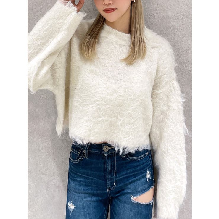 アイボリー | モヘアタッチシャギーショートニットトップス【WEB限定】 | GYDA