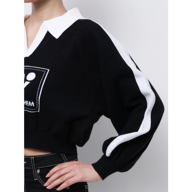 round GY BICOLOR POLOニットトップス[品番：MKSW0061652]｜GYDA