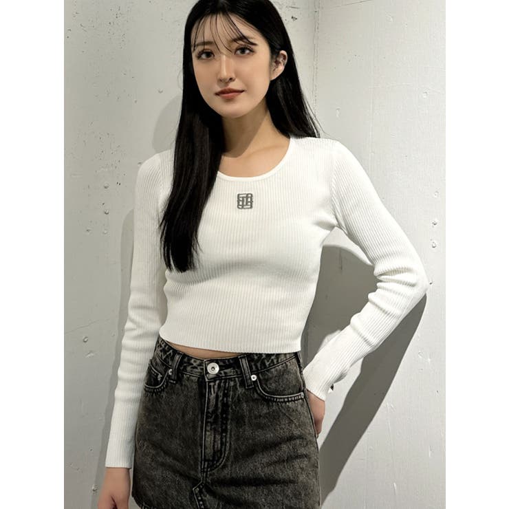 オフホワイト | GYGYプレートニットトップス | GYDA