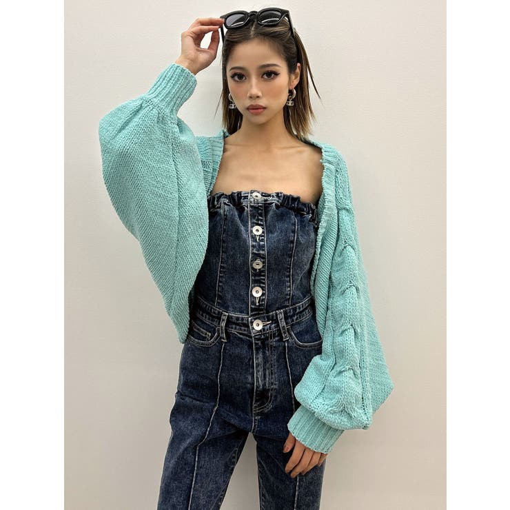 バルーンスリーブケーブルニットボレロ[品番:MKSW0062458 バルーンスリーブケーブルニットボレロ[品番:MKSW0062458