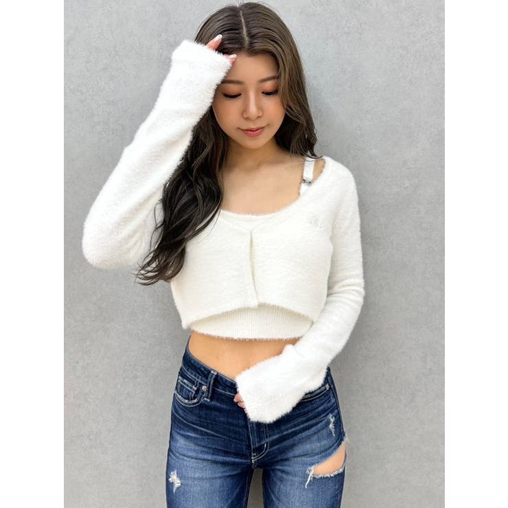 Symmetry GYDA embroideryシャギーニットカーディガン[品番