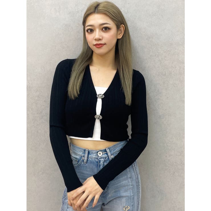 ブラック | GDチャームニットカーディガン | GYDA