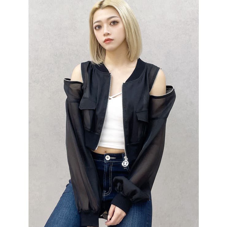 SymmetryGYDA ZIP デザインシアーブルゾン[品番：MKSW0063448