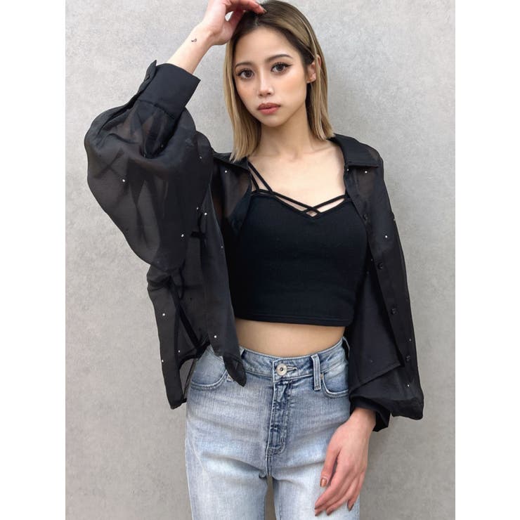 ジェイダ GYDA SHEERショートシャツ シアー 羽織り シャツ ショート丈 ブラック 透ける 人気 オススメ セクシー ギャル 人気 レディース ブランド 新品 SHEERショートシャツ[品番：MKSW0063489]｜GYDA（ジェイダ）の