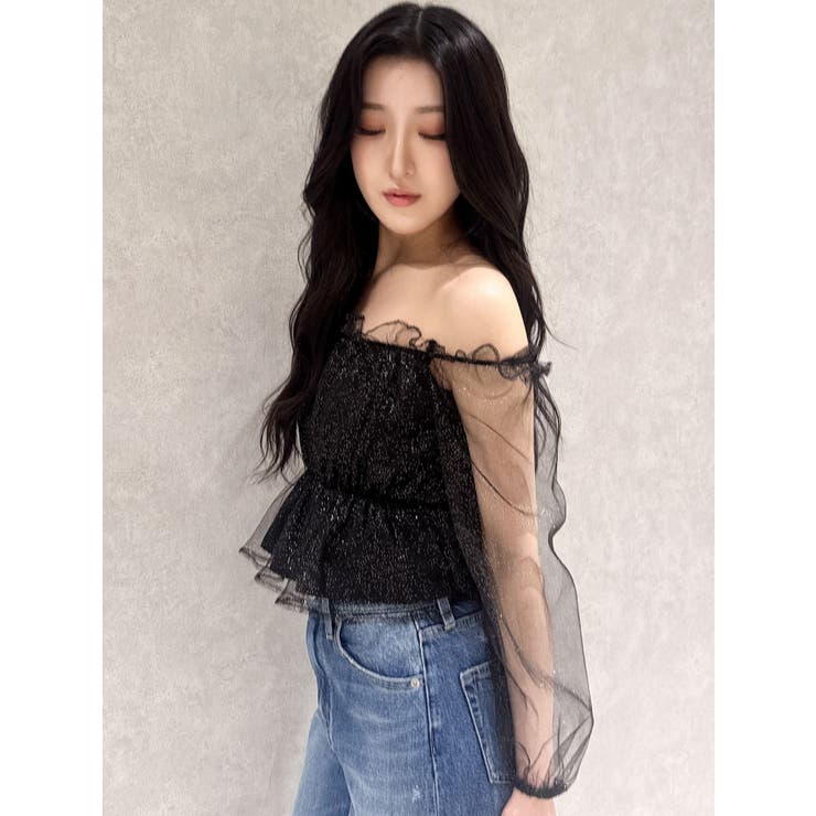 ラメチュールオフショルブラウス | GYDA | 詳細画像9 