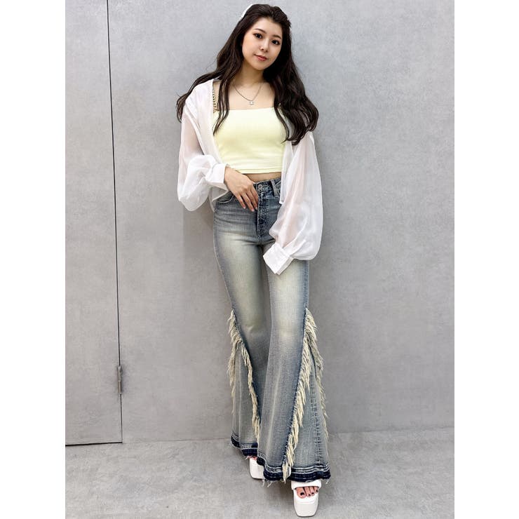 ハイウエストSIDEフリンジフレアデニムパンツ | GYDA | 詳細画像36 