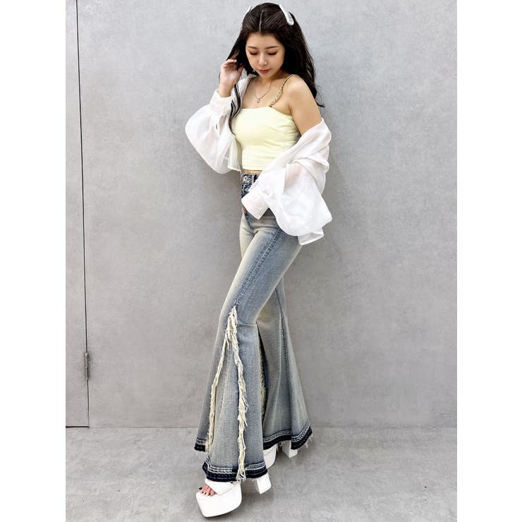 ハイウエストSIDEフリンジフレアデニムパンツ | GYDA | 詳細画像37 