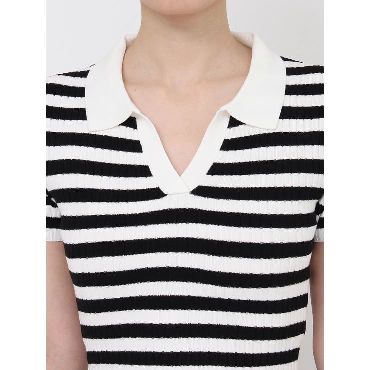 BACK OPENハーフスリーブPOLOニットトップス | GYDA | 詳細画像43 