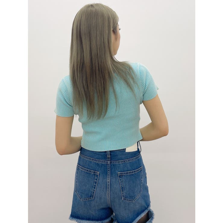 ハーフスリーブブリーチWファスナーリブニットトップス | GYDA | 詳細画像16 