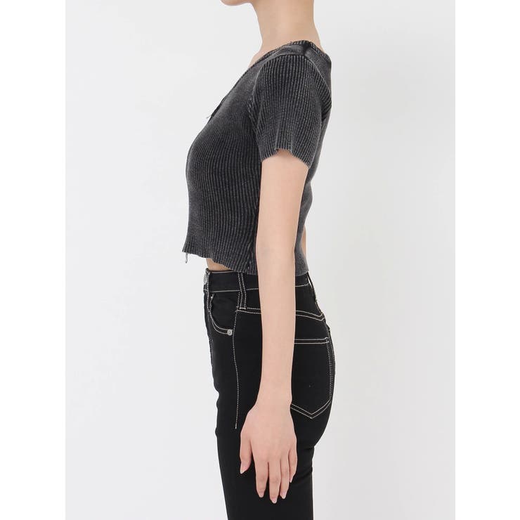 ハーフスリーブブリーチWファスナーリブニットトップス | GYDA | 詳細画像24 