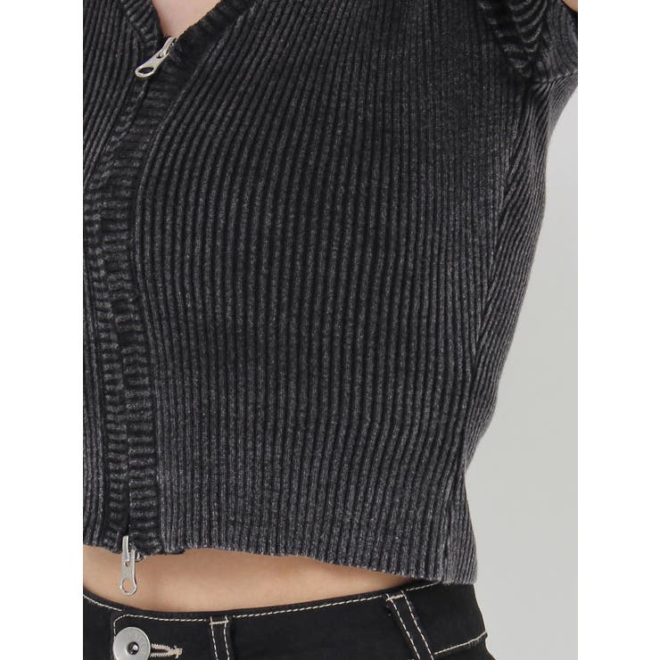 ハーフスリーブブリーチWファスナーリブニットトップス | GYDA | 詳細画像28 