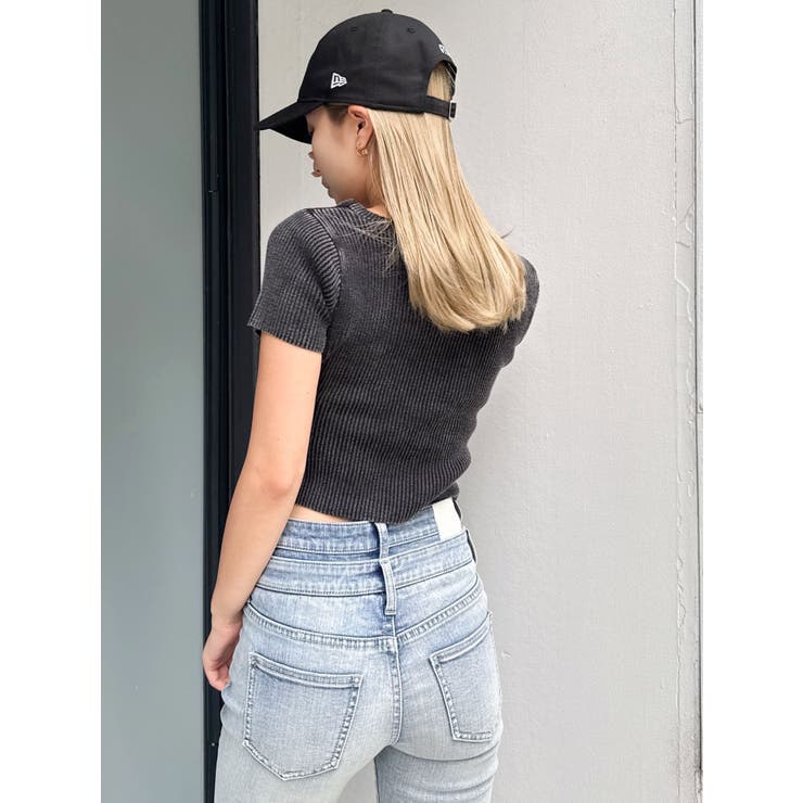 ハーフスリーブブリーチWファスナーリブニットトップス | GYDA | 詳細画像9 
