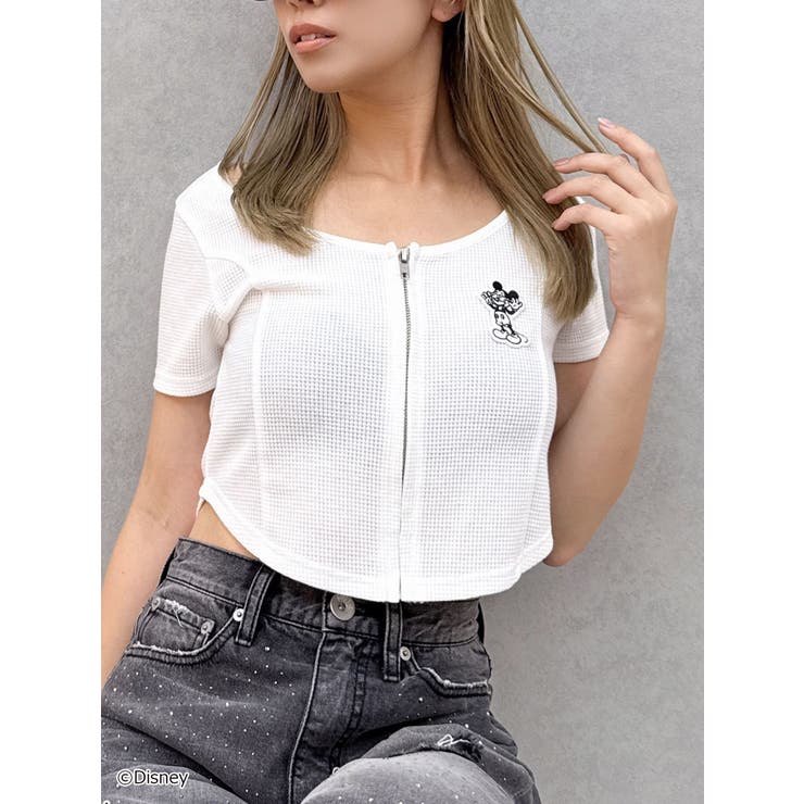Mickey Mouse / フロントZIPワッフルトップス[品番：MKSW0063772