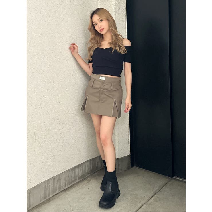 ハーフスリーブカシュクールオフショルショートトップス ハーフスリーブカシュクールオフショルショートトップス[品番