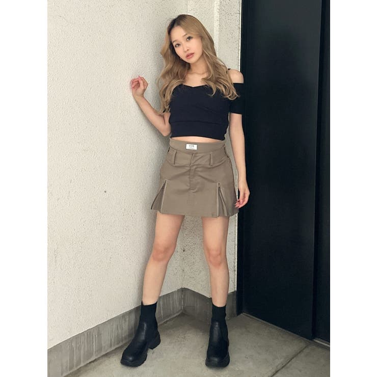 ハーフスリーブカシュクールオフショルショートトップス ハーフスリーブカシュクールオフショルショートトップス[品番