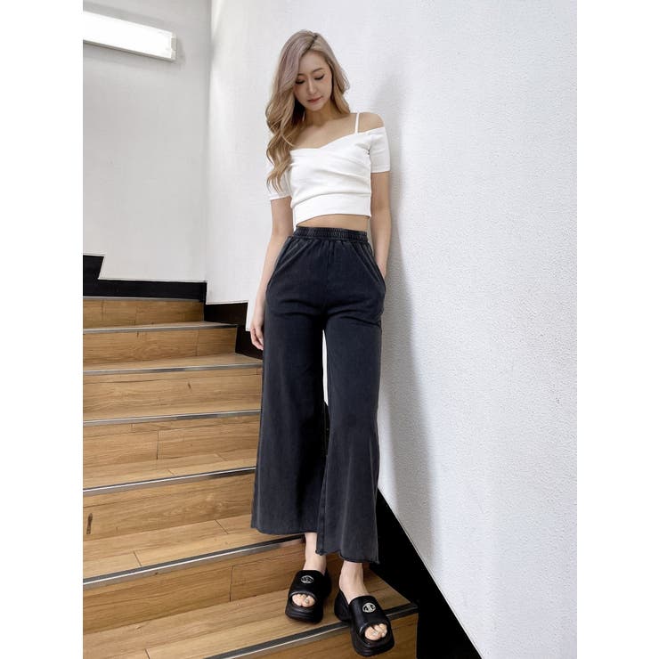ハーフスリーブカシュクールオフショルショートトップス[品番