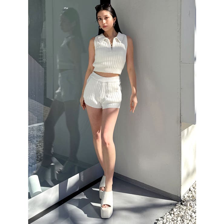 FUMIKA_UCHIDA ニットショートパンツ フミカウチダ ニットショートパンツ ブラウン ウール100% 日本製
