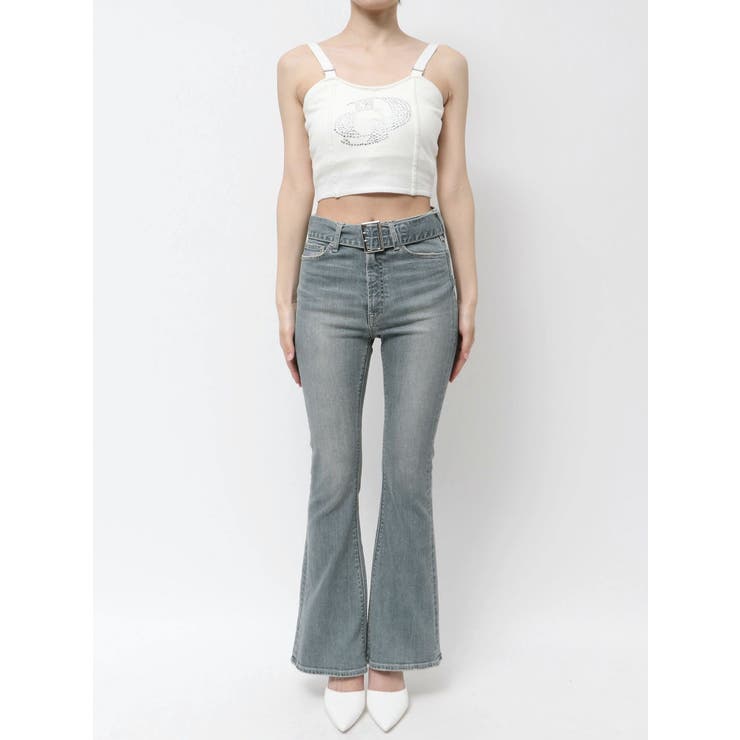 ハイウエストBACKレースアップフレアデニムパンツ | GYDA | 詳細画像23 