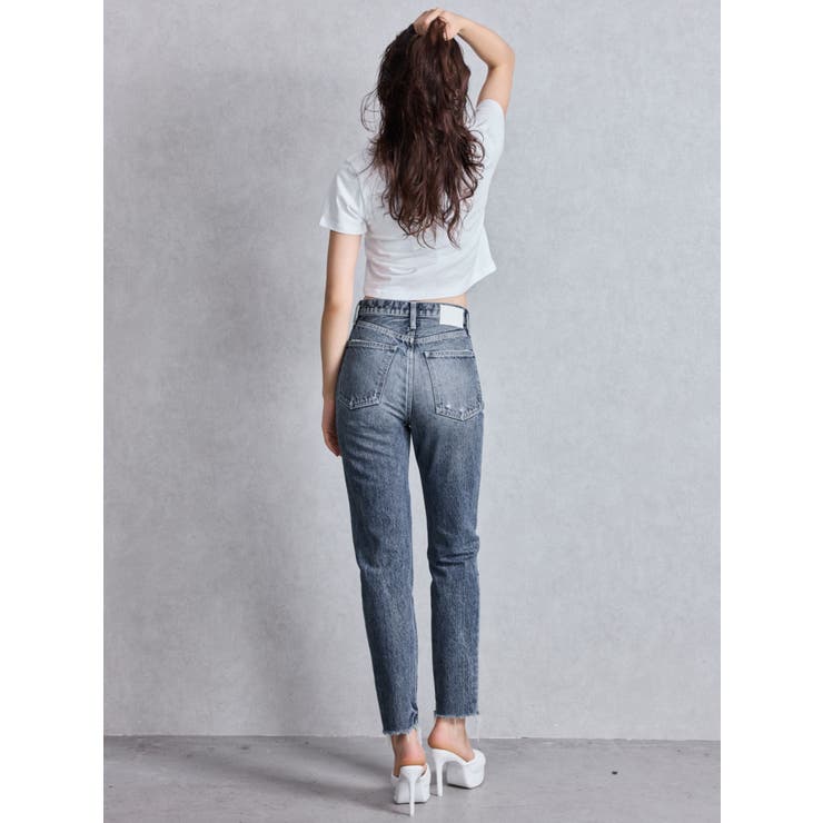 ハイウエストVintage Edge ダメージストレートデニムパンツ[品番