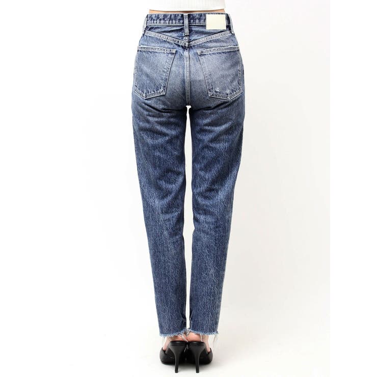 GYDA ハイウエストVintage Edge ダメージストレートデニムパンツS セール】ハイウエストVintage Edge ダメージストレートデニム