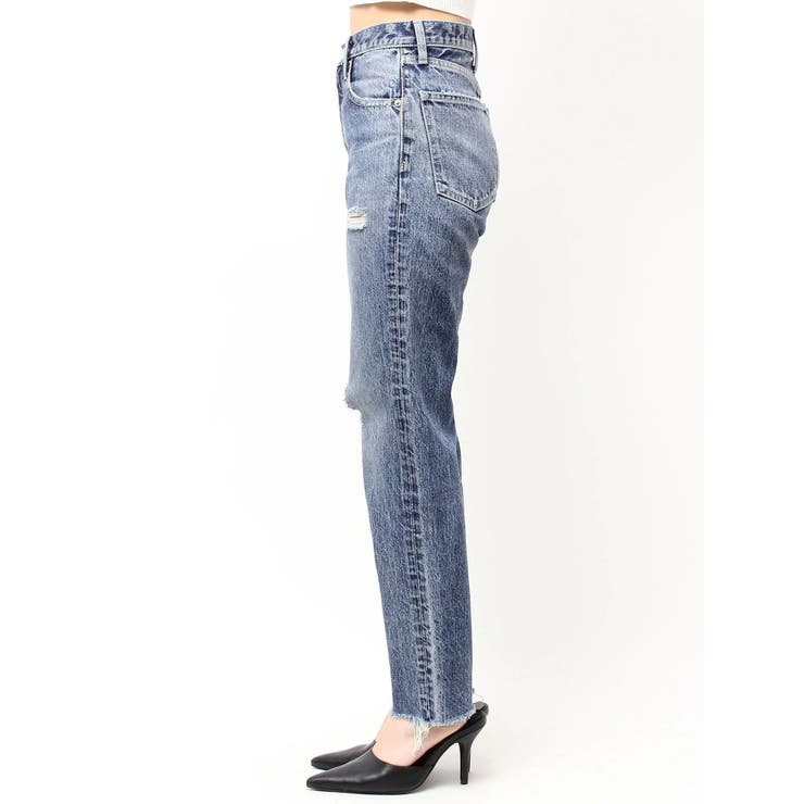 ハイウエストVintage Edge ダメージストレートデニムパンツ[品番