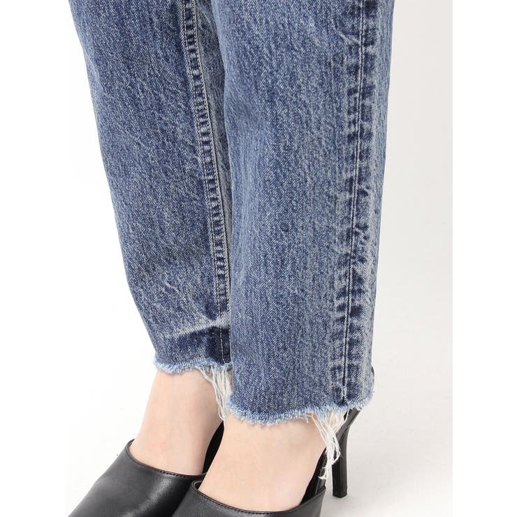 ハイウエストVintage Edge ダメージストレートデニムパンツ[品番 ハイウエストVintage Edge ダメージストレートデニムパンツ[品番
