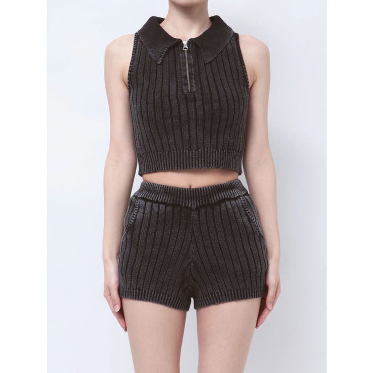 ハーフZIPノースリブリーチポロニットトップス | GYDA | 詳細画像21 