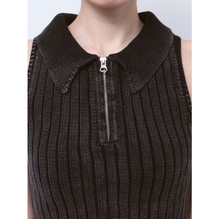 ハーフZIPノースリブリーチポロニットトップス | GYDA | 詳細画像24 