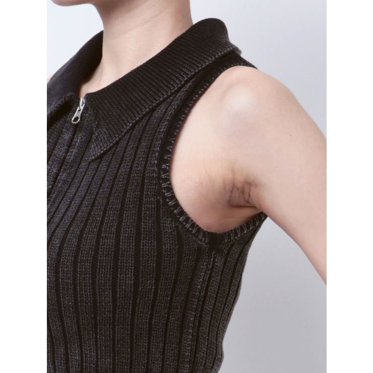 ハーフZIPノースリブリーチポロニットトップス | GYDA | 詳細画像25 