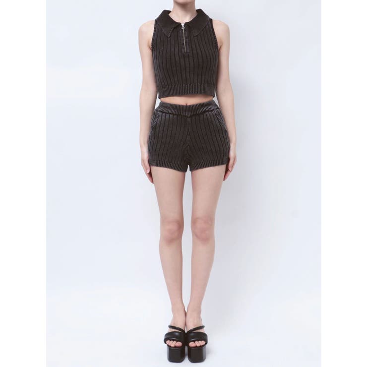 ハーフZIPノースリブリーチポロニットトップス | GYDA | 詳細画像28 