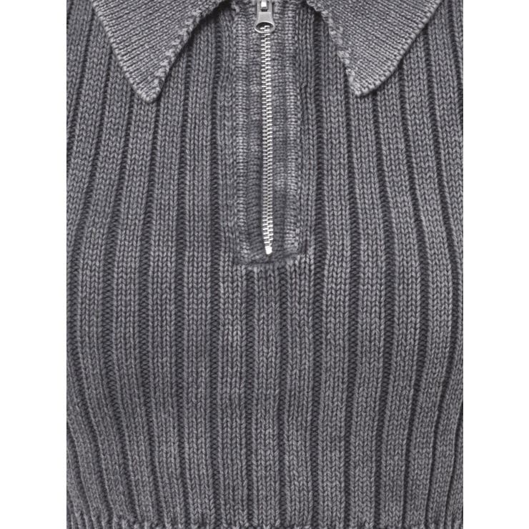 ハーフZIPノースリブリーチポロニットトップス | GYDA | 詳細画像33 