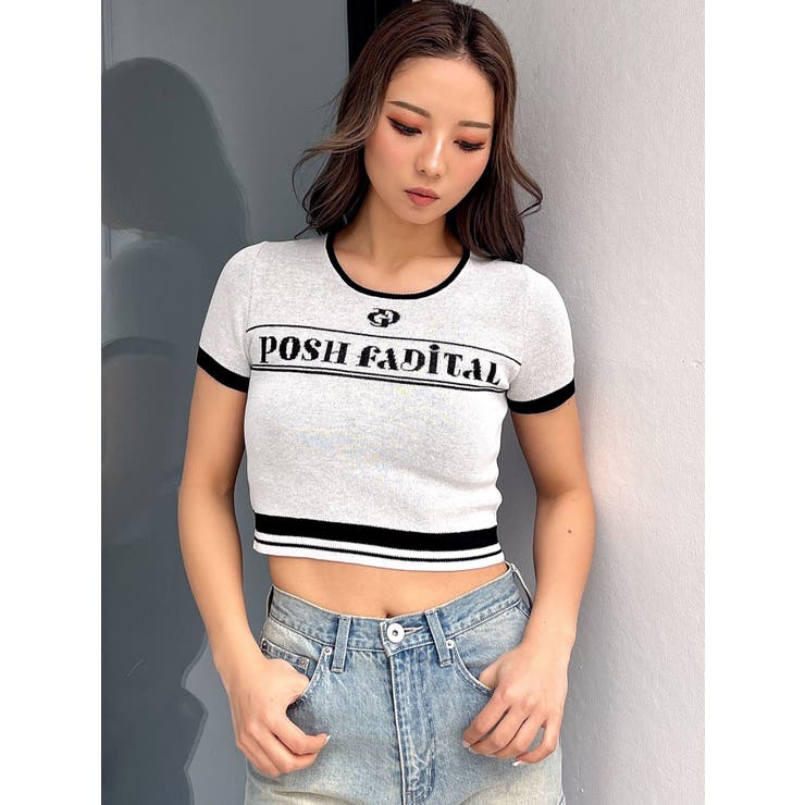 GD POSH FADITALハーフスリーブニットトップス[品番