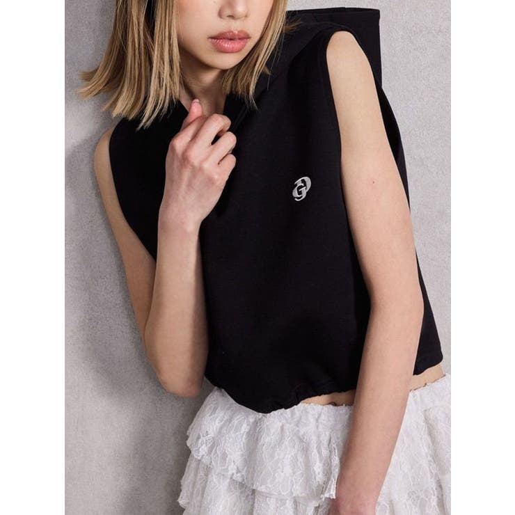 GD HEM スピンドルノースリショートパーカー | GYDA | 詳細画像1 