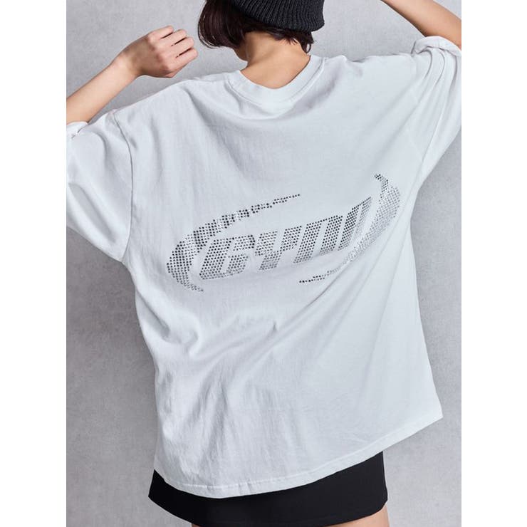 GYDA　BACK GYDAラインストーンBIG Tシャツ　0725327185 GYDA BACK GYDAラインストーンBIG Tシャツ 0725327185|apricot
