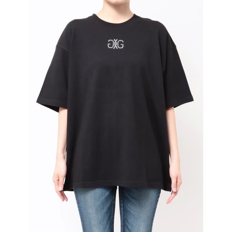 GYDA　BACK GYDAラインストーンBIG Tシャツ　0725327185 GYDA BACK GYDAラインストーンBIG Tシャツ 0725327185|apricot