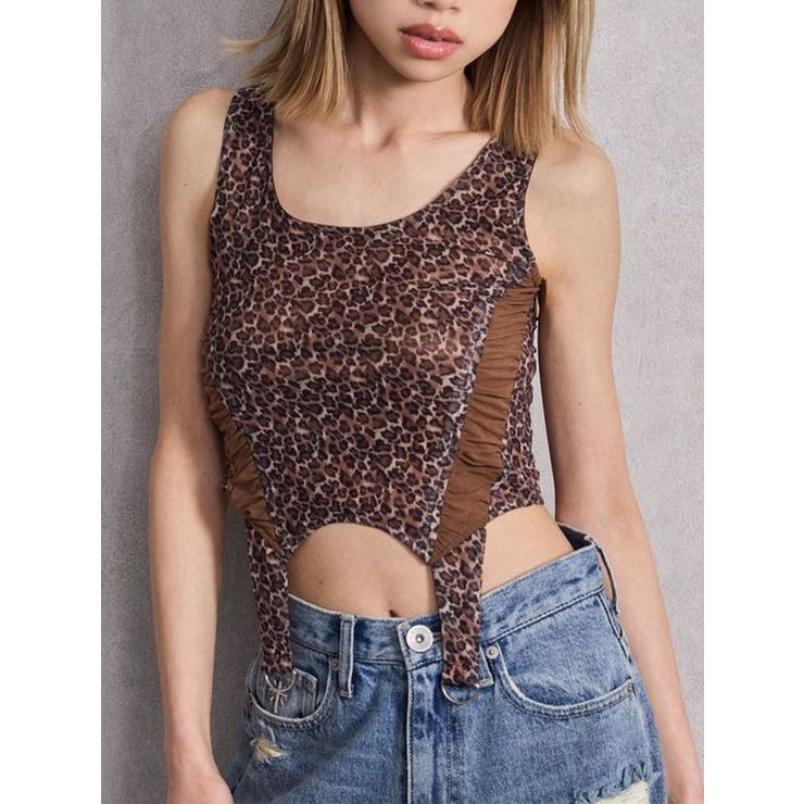 Mix material コルセットデザイントップス | GYDA | 詳細画像1 