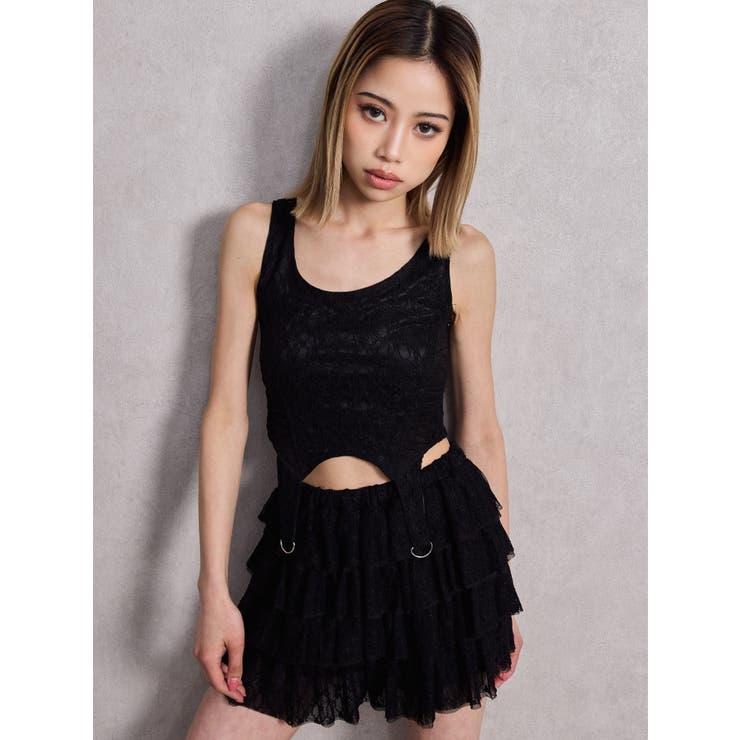 Meer.コルセットデザイントップス Mix material コルセットデザイントップス[品番：MKSW0064505