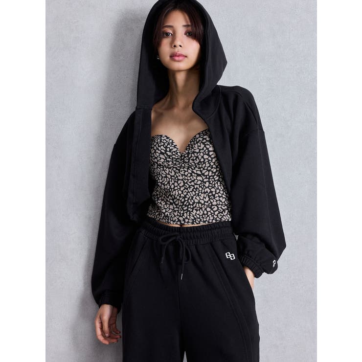 ブラック | GGショートスウェットボレロパーカー | GYDA