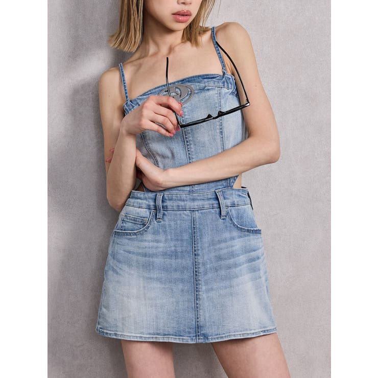 アイスブルー | GD MOLD SIDE OPENスカートライクデニムワンピース | GYDA