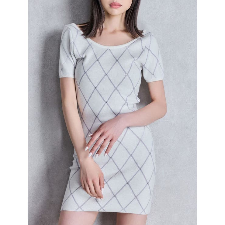 オフホワイト | bijou quilting ニットワンピース | GYDA