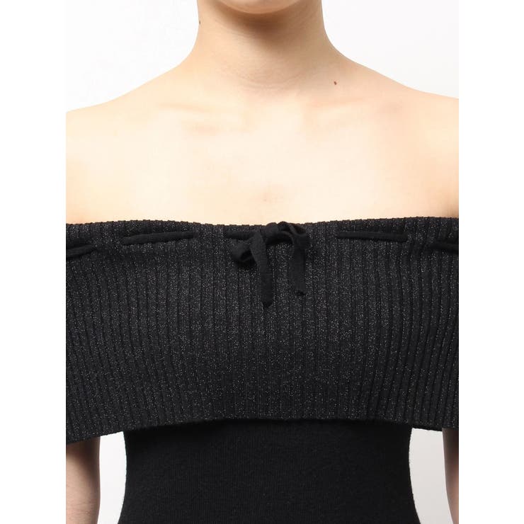 ラメオフショルリボンハーフスリーブニットワンピース | GYDA | 詳細画像12 