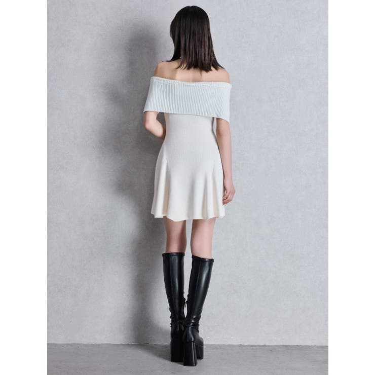 ラメオフショルリボンハーフスリーブニットワンピース | GYDA | 詳細画像5 