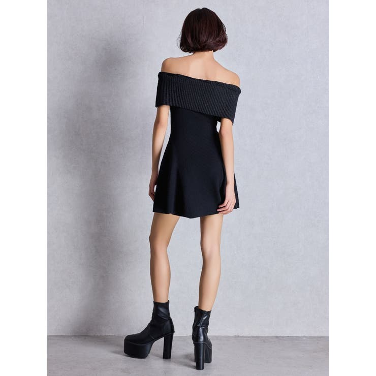 ラメオフショルリボンハーフスリーブニットワンピース | GYDA | 詳細画像8 