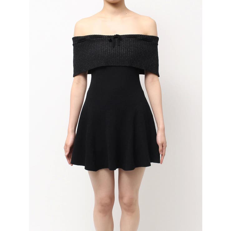 ラメオフショルリボンハーフスリーブニットワンピース | GYDA | 詳細画像9 