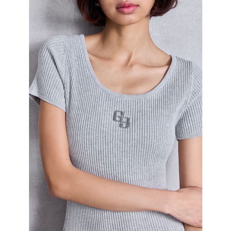 GGプレートハーフスリーブLONGニットワンピース | GYDA | 詳細画像2 