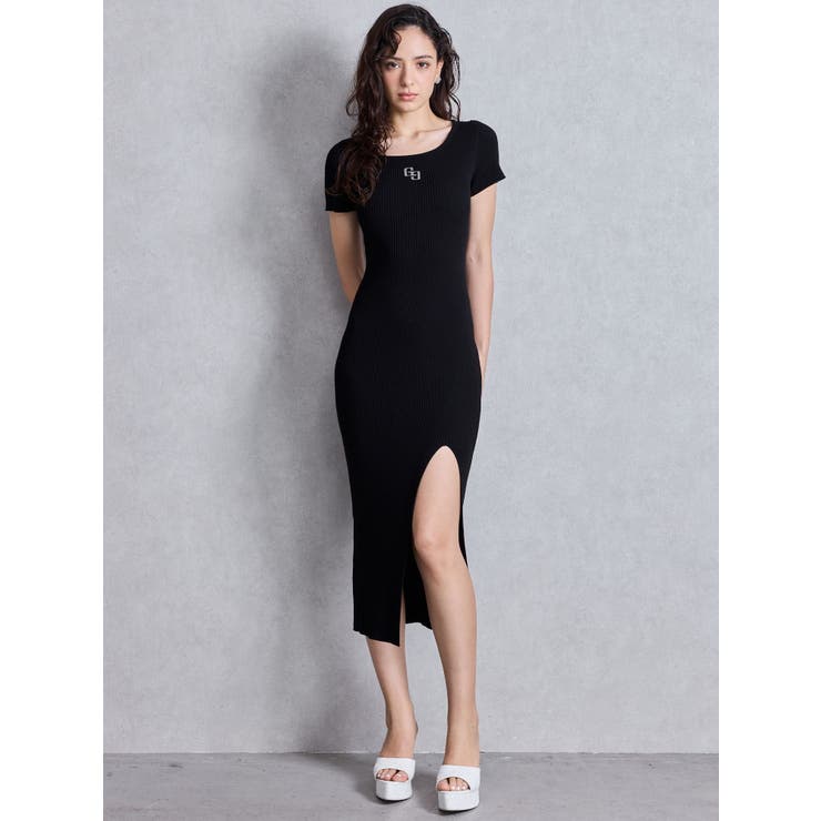 GGプレートハーフスリーブLONGニットワンピース | GYDA | 詳細画像6 