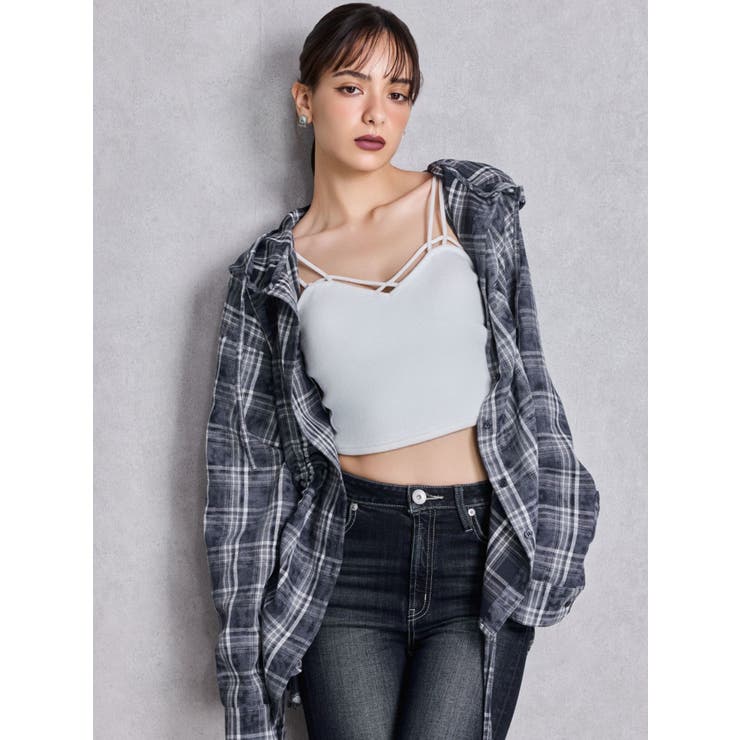 GG drawstringフードチェックシャツ | GYDA | 詳細画像10 