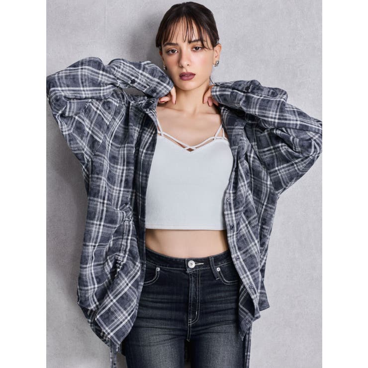 GG drawstringフードチェックシャツ | GYDA | 詳細画像11 